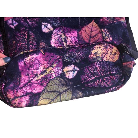 Leaf Print Drawstring Backpack Front‎ Pocket Casual Daypack - Picture 6 of 12